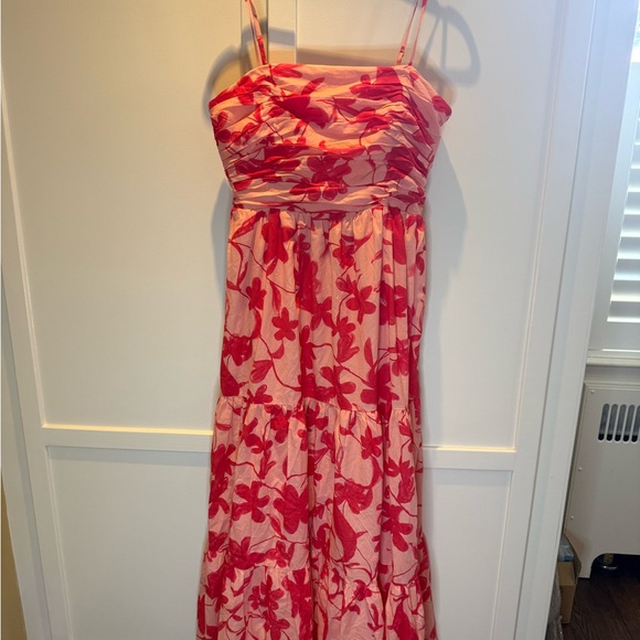 NWT Hutch Bethy Pink Floral Tiered Maxi Dress - Spaghetti Strap Size L - Picture 2 of 4